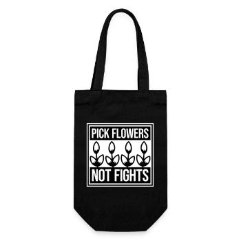 Pick Flowers Not Fights Flowers Peace Funny Logo - Gift Bag for Bottles - black - Front