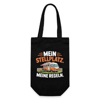  Mein Stellplatz Meine Regeln Camping Wohnmobil - Geschenkbeutel für Flaschen - Schwarz - Vorne