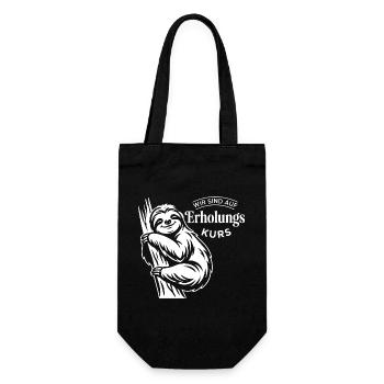 Wir sind auf Erholungskurs – Faultier Relax Design - Geschenkbeutel für Flaschen - Schwarz - Vorne