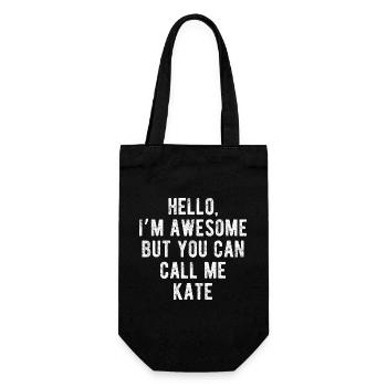 Bonjour, je suis géniale, appelez-moi Kate, citation drôle - Sac à bouteille - noir - Devant