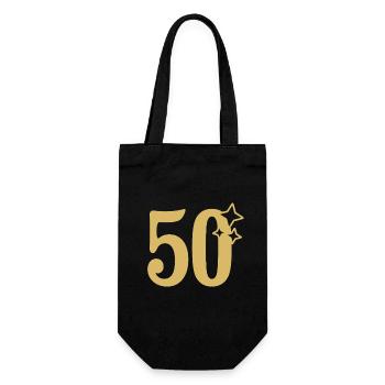50th Birthday 50th Anniversary Gold Star - Gift Bag for Bottles - black - Front