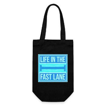 Life In The Fast Lane Schwimmer Lustig Pool Spruch - Geschenkbeutel für Flaschen - Schwarz - Vorne