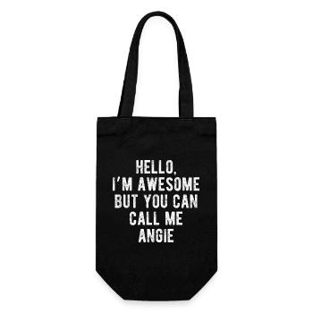 Bonjour, je suis géniale, appelez-moi Angie, citation drôle - Sac à bouteille - noir - Devant