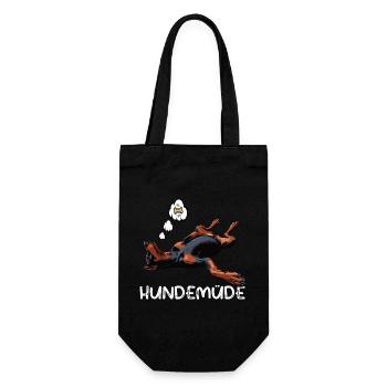 Hundemüde Dobermann Dobermannbesitzer Dobermänner - Geschenkbeutel für Flaschen - Schwarz - Vorne