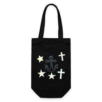 Chalk Nautik: Anchor Stars - Gift Bag for Bottles - black - Front