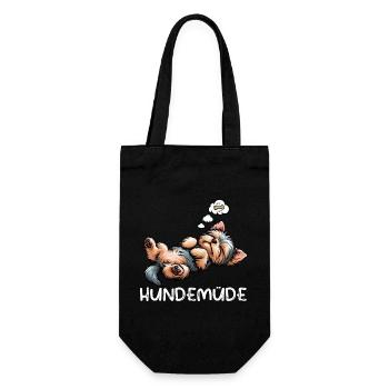 Hundemüde Yorkshire Terrier Yorkie Yorkiebesitzer  - Geschenkbeutel für Flaschen - Schwarz - Vorne