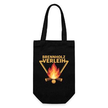 Brennholz Verleih Logo Flamme Sarkasmus - Geschenkbeutel für Flaschen - Schwarz - Vorne