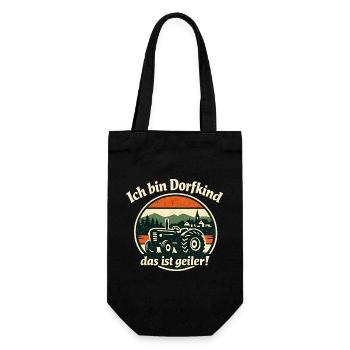 Dorfdorf Tractor Retro Sonnenuntergang - Geschenkbeutel für Flaschen - Schwarz - Vorne