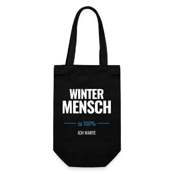 Winter Mensch zu 100% Ich warte - Geschenkbeutel für Flaschen - Schwarz - Vorne