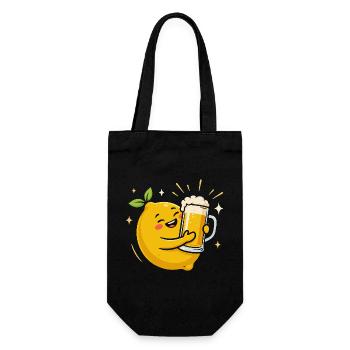 Bière Radler Citron drôle avec chope de bière - Sac à bouteille - noir - Devant