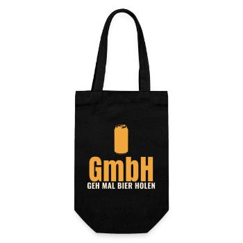 GmbH Geh mal Bier holen lustiger Bier Spruch - Geschenkbeutel für Flaschen - Schwarz - Vorne