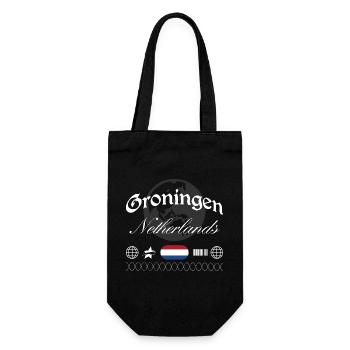 Groningen Niederlande Streetwear Reise Souvenir - Geschenkbeutel für Flaschen - Schwarz - Vorne