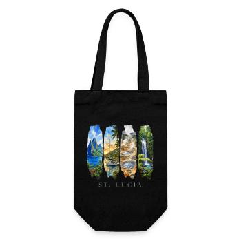 St. Lucia Vacation Travel – Caribbean Beach & Nature - Gift Bag for Bottles - black - Front
