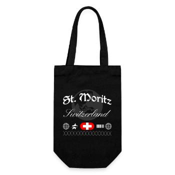St. Moritz Switzerland Streetwear Travel Souvenir - Gift Bag for Bottles - black - Front