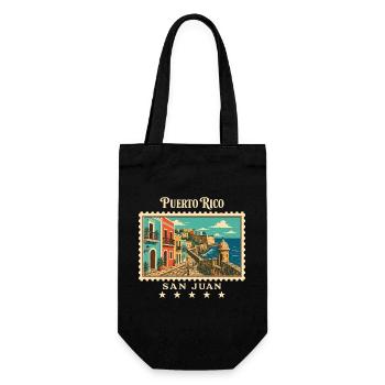 Puerto Rico San Juan Vintage Reisemarke - Geschenkbeutel für Flaschen - Schwarz - Vorne