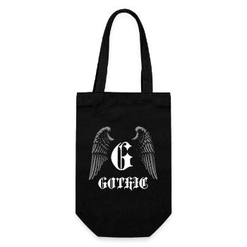 Gotisches Monogramm mit Engelsflügeln - Geschenkbeutel für Flaschen - Schwarz - Vorne