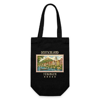Deutschland Tübingen Vintage Reisemarke - Geschenkbeutel für Flaschen - Schwarz - Vorne