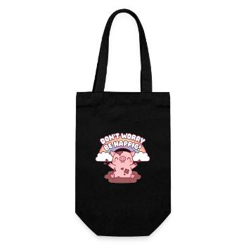Cute Pig Playing In Mud Don't Worry Be Happig - Gift Bag for Bottles - black - Front