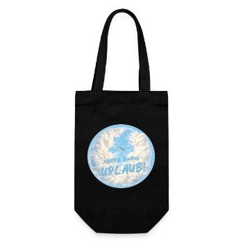 Hurra endlich Urlaub Urlaubszeit Urlaubstimmung - Geschenkbeutel für Flaschen - Schwarz - Vorne