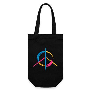 A colorful peace symbol as a graffito - Gift Bag for Bottles - black - Front