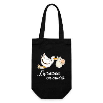 Livraison en cours cigogne grossesse - Sac à bouteille - noir - Devant