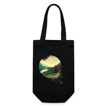 Natur Abenteuer Adventure Wald Berge See - Geschenkbeutel für Flaschen - Schwarz - Vorne
