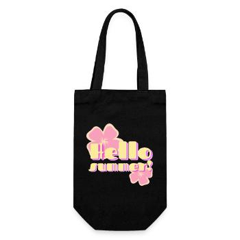 Hallo Sommer-Retro-Pastellblumen - Geschenkbeutel für Flaschen - Schwarz - Vorne