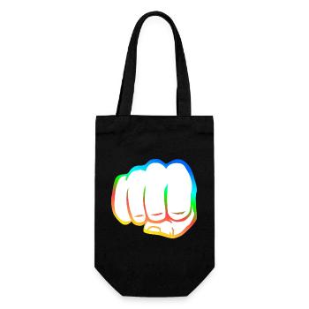 Geballte Faust bunt fist bump cool Logo Symbol - Geschenkbeutel für Flaschen - Schwarz - Vorne