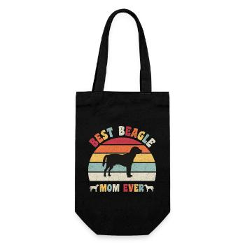 Best Beagle mom ever dog lovers vintage retro - Geschenkbeutel für Flaschen - Schwarz - Vorne