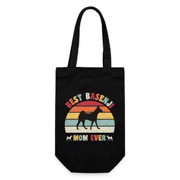 Best Basenji mom ever dog lovers vintage retro - Geschenkbeutel für Flaschen - Schwarz - Vorne