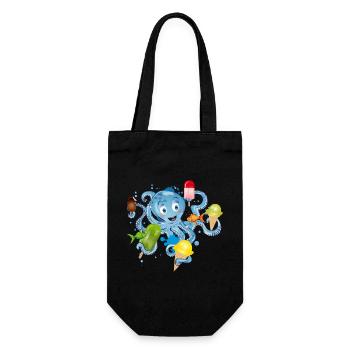 cooler Oktopus mit vielen Eissorten unter Wasser - Geschenkbeutel für Flaschen - Schwarz - Vorne