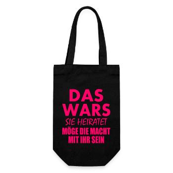 Das wars sie heiratet - Geschenkbeutel für Flaschen - Schwarz - Vorne