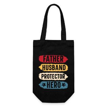 Father husband protector hero original gift - Sac à bouteille - noir - Devant
