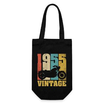 1955 Jahrgang Geburtstag Biker Motorrad Geschenk - Geschenkbeutel für Flaschen - Schwarz - Vorne