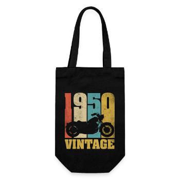 1950 Jahrgang Geburtstag Biker Motorrad Geschenk - Geschenkbeutel für Flaschen - Schwarz - Vorne