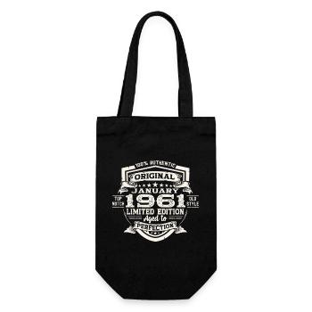 Born 1961 January 62nd birthday gift man - Gift Bag for Bottles - black - Front
