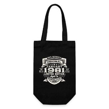 Born 1981 January 42nd birthday Gift man - Gift Bag for Bottles - black - Front