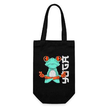 Frosch Yoga - Geschenkbeutel für Flaschen - Schwarz - Vorne