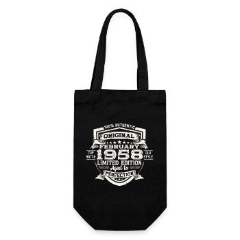 February born 1958 65th birthday gift man - Gift Bag for Bottles - black - Front