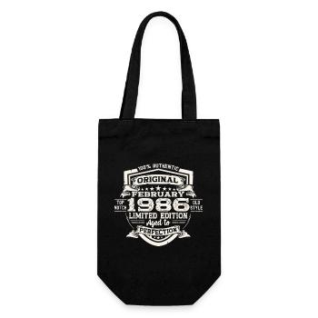 Februar Jahrgang 1986 37. Geburtstag Geschenk Mann - Geschenkbeutel für Flaschen - Schwarz - Vorne