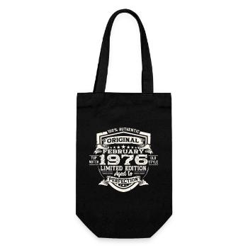 Februar Jahrgang 1976 47. Geburtstag Geschenk Mann - Geschenkbeutel für Flaschen - Schwarz - Vorne