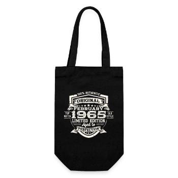 Februar Jahrgang 1965 58. Geburtstag Geschenk Mann - Geschenkbeutel für Flaschen - Schwarz - Vorne