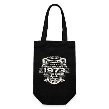 Februar Jahrgang 1973 50. Geburtstag Geschenk Mann - Geschenkbeutel für Flaschen - Schwarz - Vorne