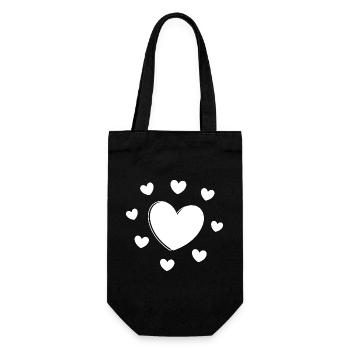 White Heart Pattern Heart Pattern Gift Heart - Gift Bag for Bottles - black - Front