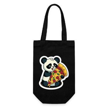Un mignon panda mange un autocollant de pizza - Sac à bouteille - noir - Devant