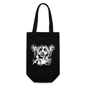 POWDERPUFF Chinese Crested Dog Portrait Wilsigns - Geschenkbeutel für Flaschen - Schwarz - Vorne