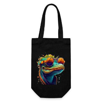 Crocodile or alligator with sunglasses in summer - Gift Bag for Bottles - black - Front