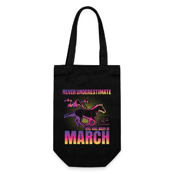 This girl loves horses | March - Gift Bag for Bottles - black - Front