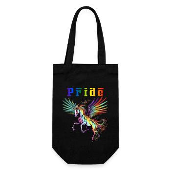 Fahren Sie mit Stolz Majestic Rainbow Pegasus - Geschenkbeutel für Flaschen - Schwarz - Vorne