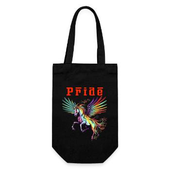Fahre mit Stolz Majestätischer Regenbogen Pegasus Blutrot - Geschenkbeutel für Flaschen - Schwarz - Vorne